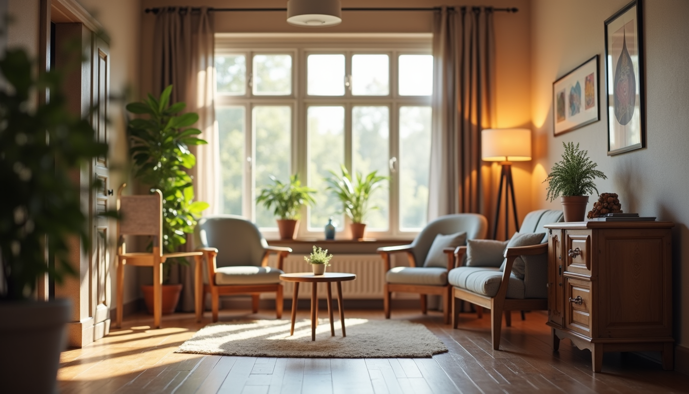 A calm therapy room representing a featured podcast episode.